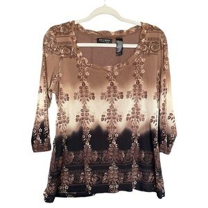 Access brown black 3/4 length blouse EUC size large